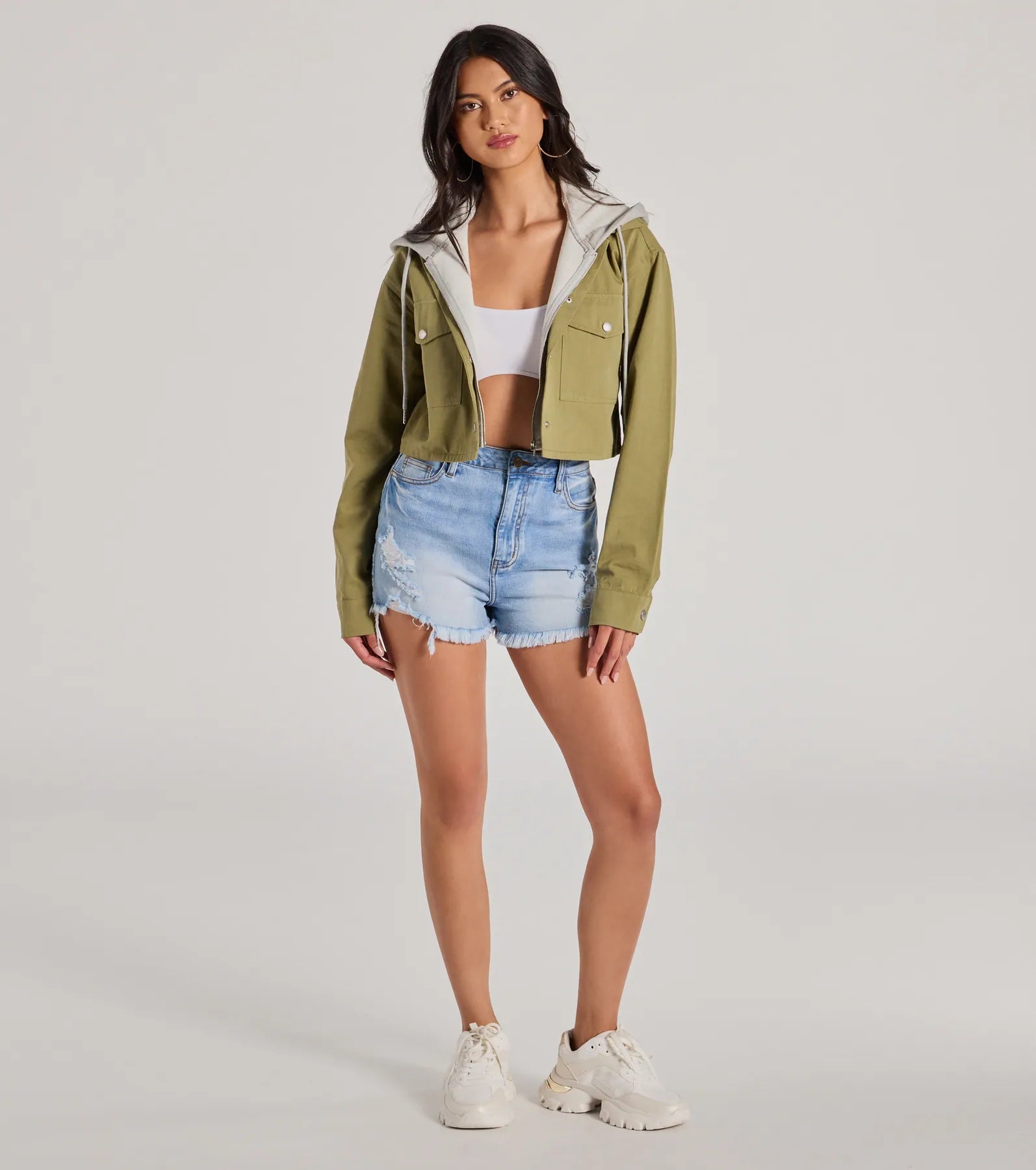 Cozy And Cool Twill Layered Hoodie Jacket - Image 3