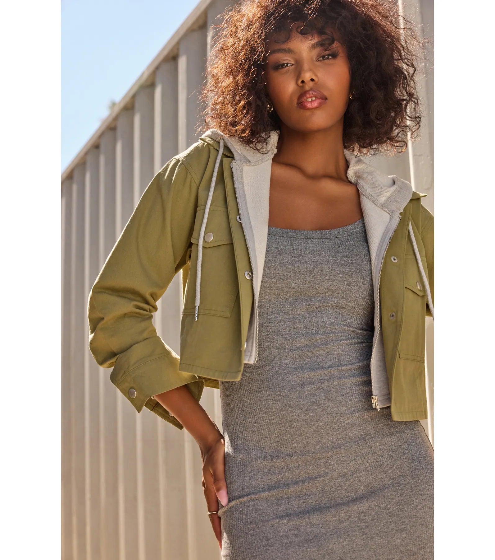 Cozy And Cool Twill Layered Hoodie Jacket - Image 5