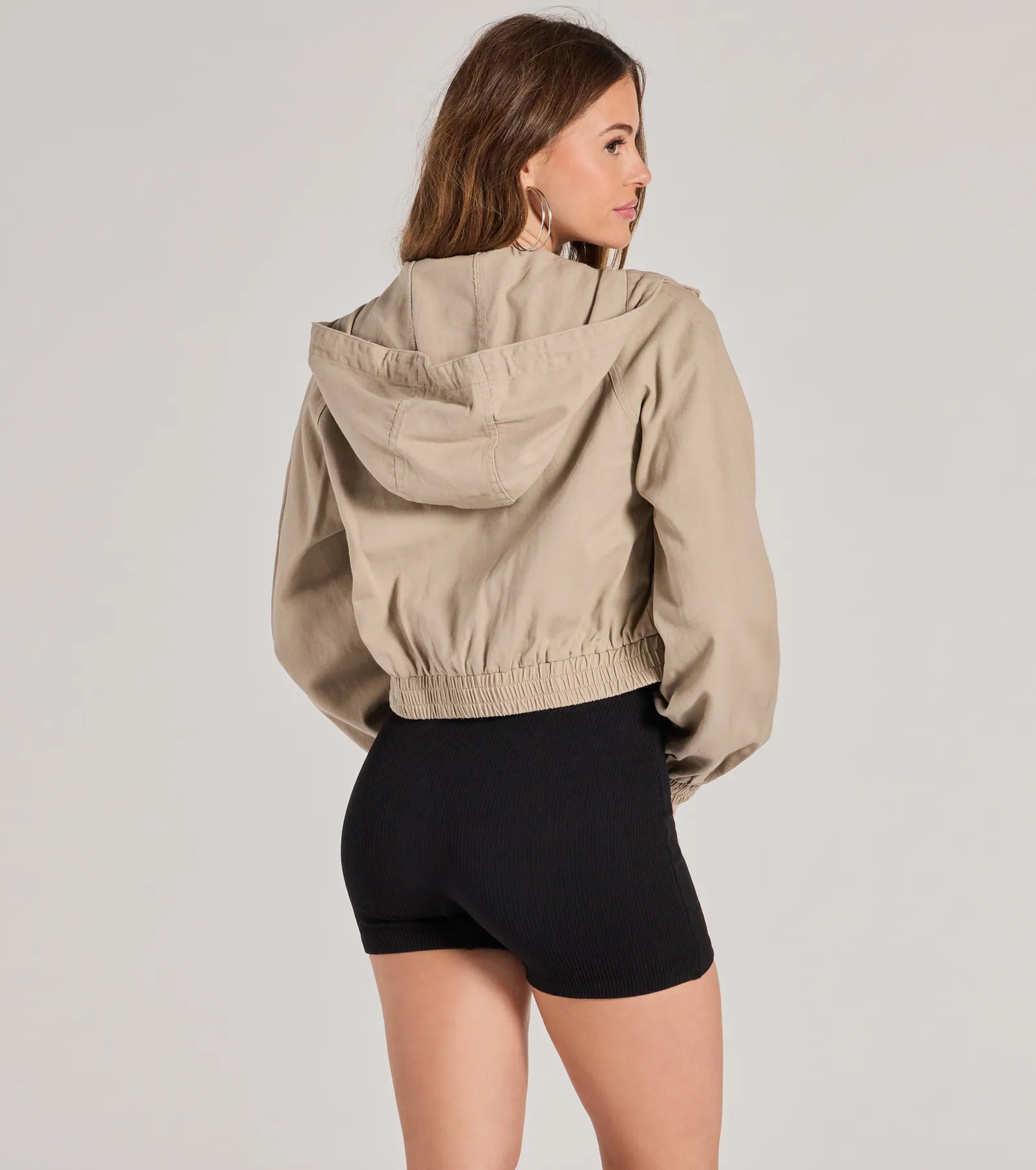 Chill Outing Crop Bomber Jacket With Hood - Image 2