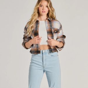 Cozy Cute Plaid Woven Cropped Shacket
