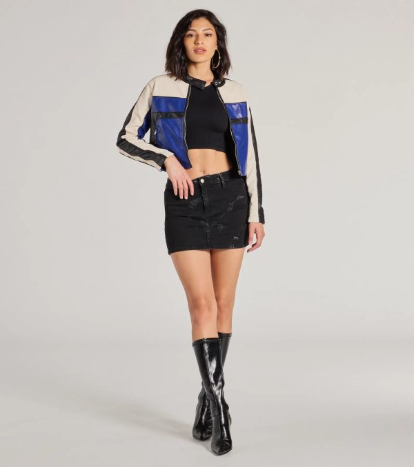 Ride In Style Faux Leather Moto Crop Jacket - Image 4