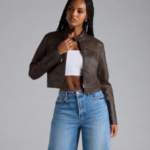Along For The Ride Faux Leather Biker Jacket
