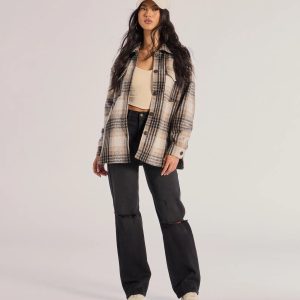 On-Point Plaid Faux Wool Shacket