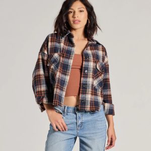 Basic Vibes Cropped Plaid Shacket