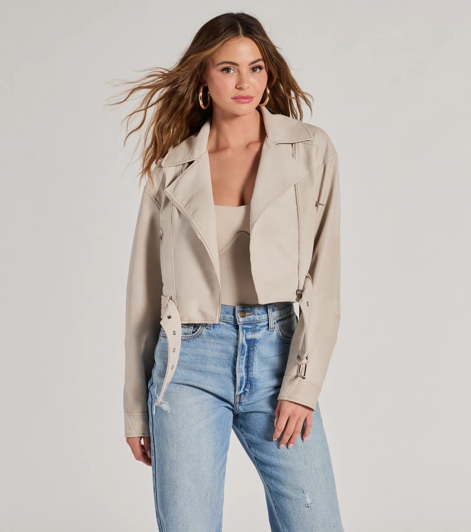 Modern Icon Oversized Faux Leather Belted Moto Jacket - Image 2