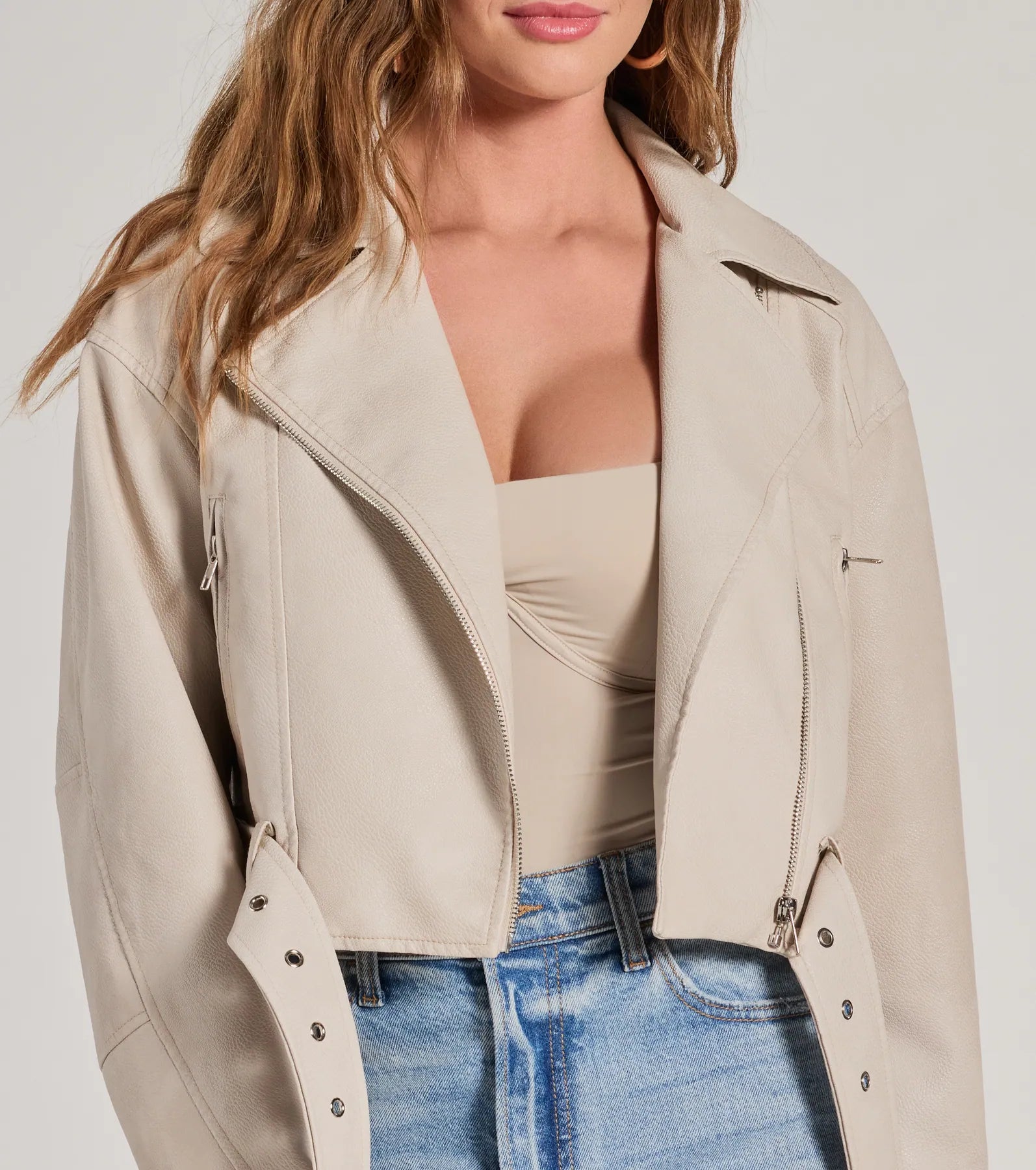 Modern Icon Oversized Faux Leather Belted Moto Jacket - Image 5