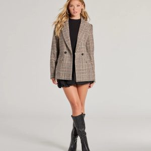 Classic Mood Glen Plaid Woven Oversized Blazer