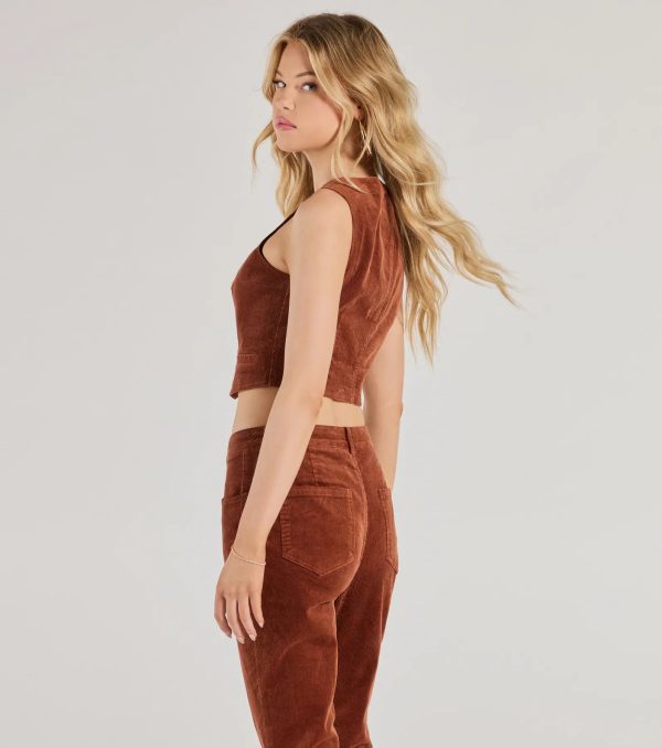 Retro Chic Corduroy Cropped Vest - Image 2