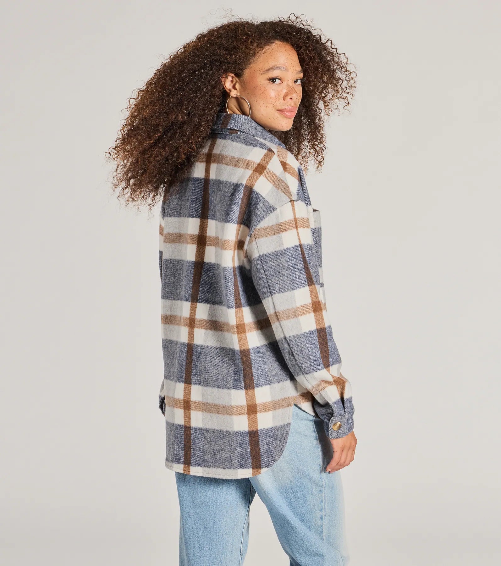 Effortless Cutie Long Sleeve Plaid Shacket - Image 2