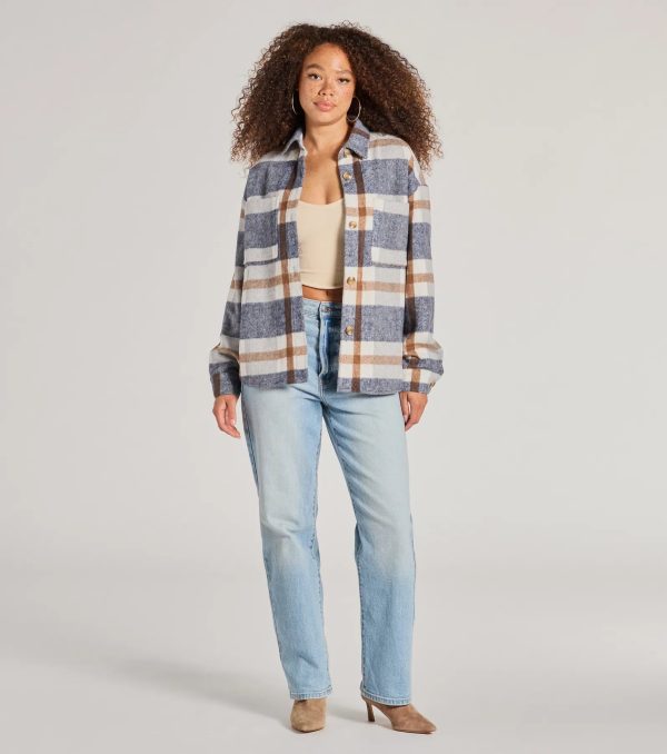 Effortless Cutie Long Sleeve Plaid Shacket - Image 3