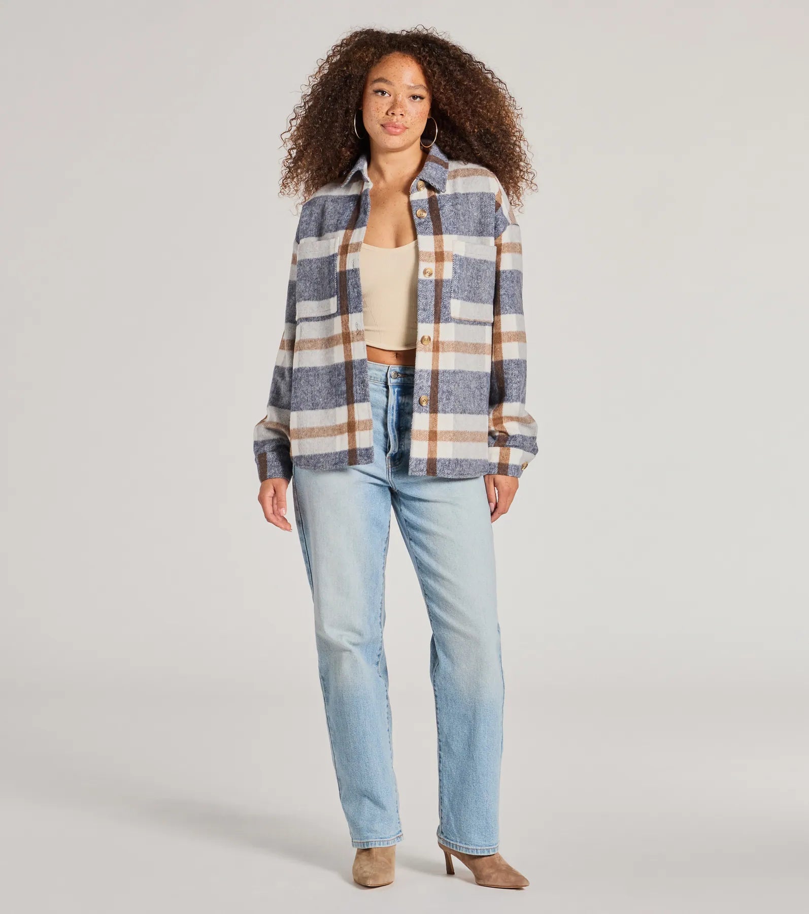 Effortless Cutie Long Sleeve Plaid Shacket - Image 3