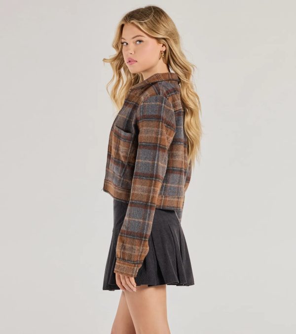 Plaid Cutie Woven Cropped Shacket - Image 2