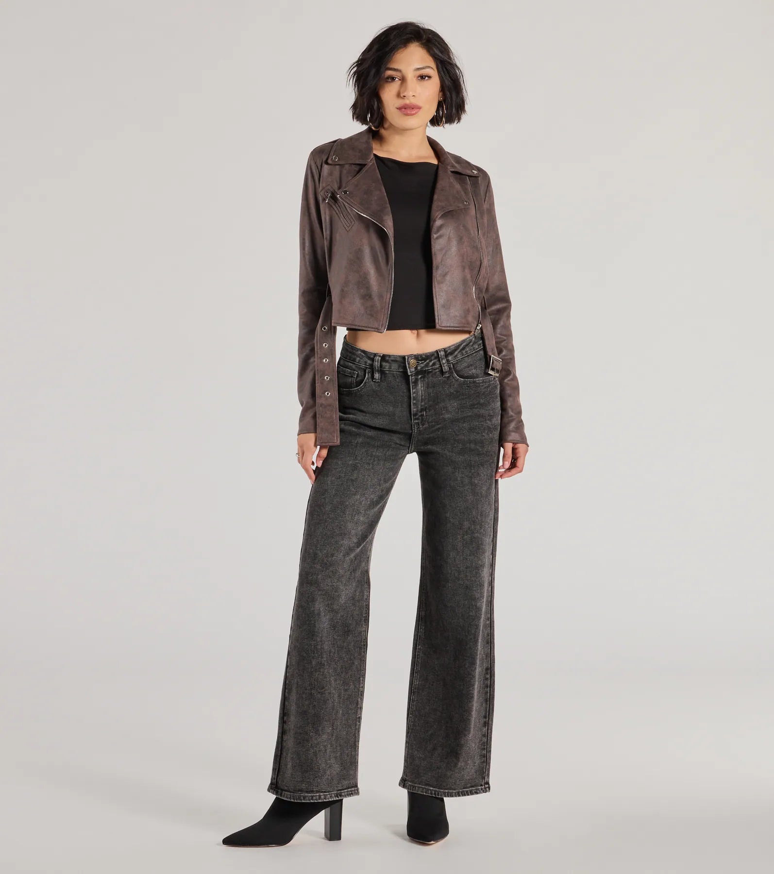 Cool Vibes Only Faux Suede Belted Moto Jacket - Image 4