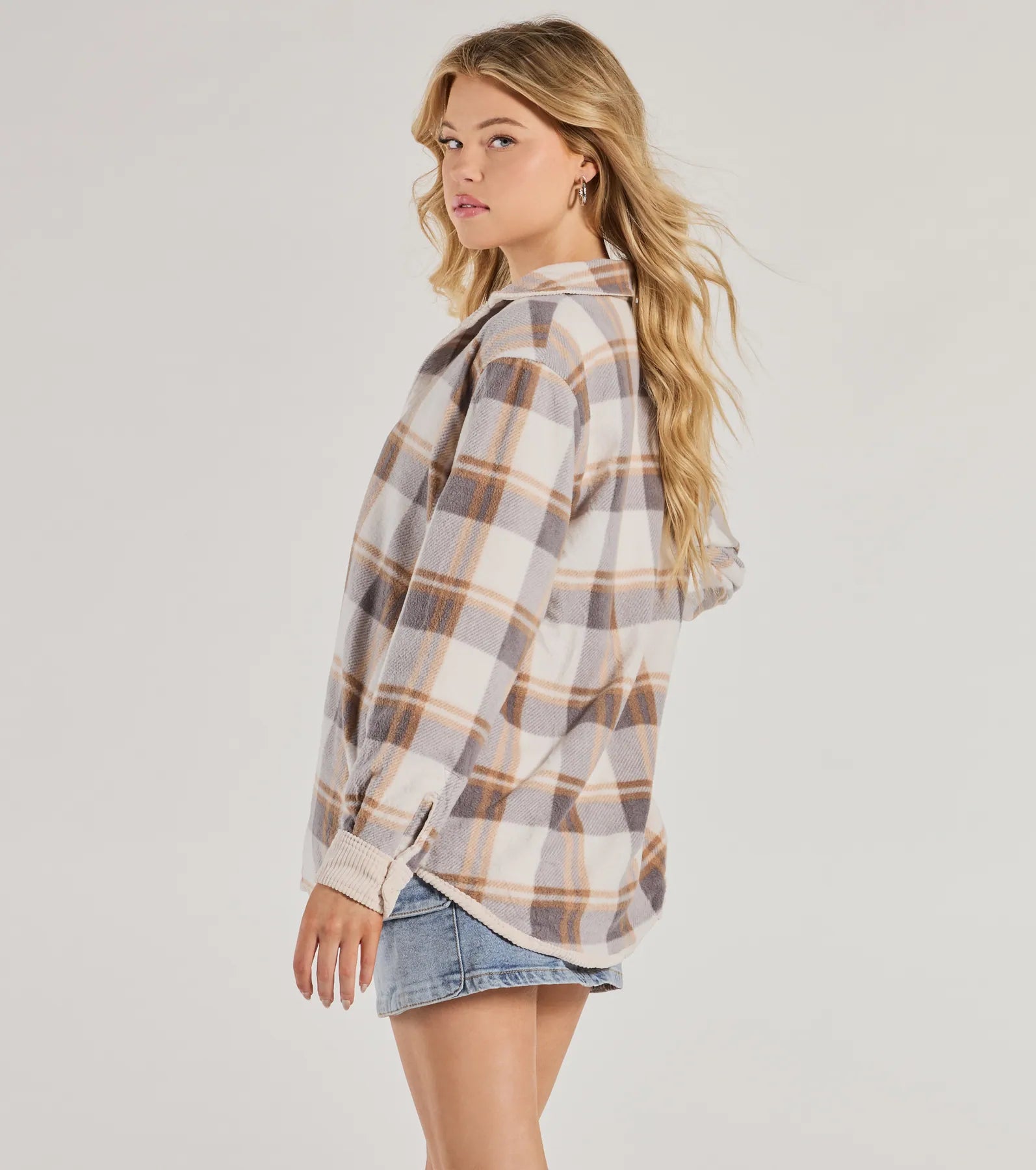 Comfy Season Corduroy And Flannel Reversible Shacket - Image 3