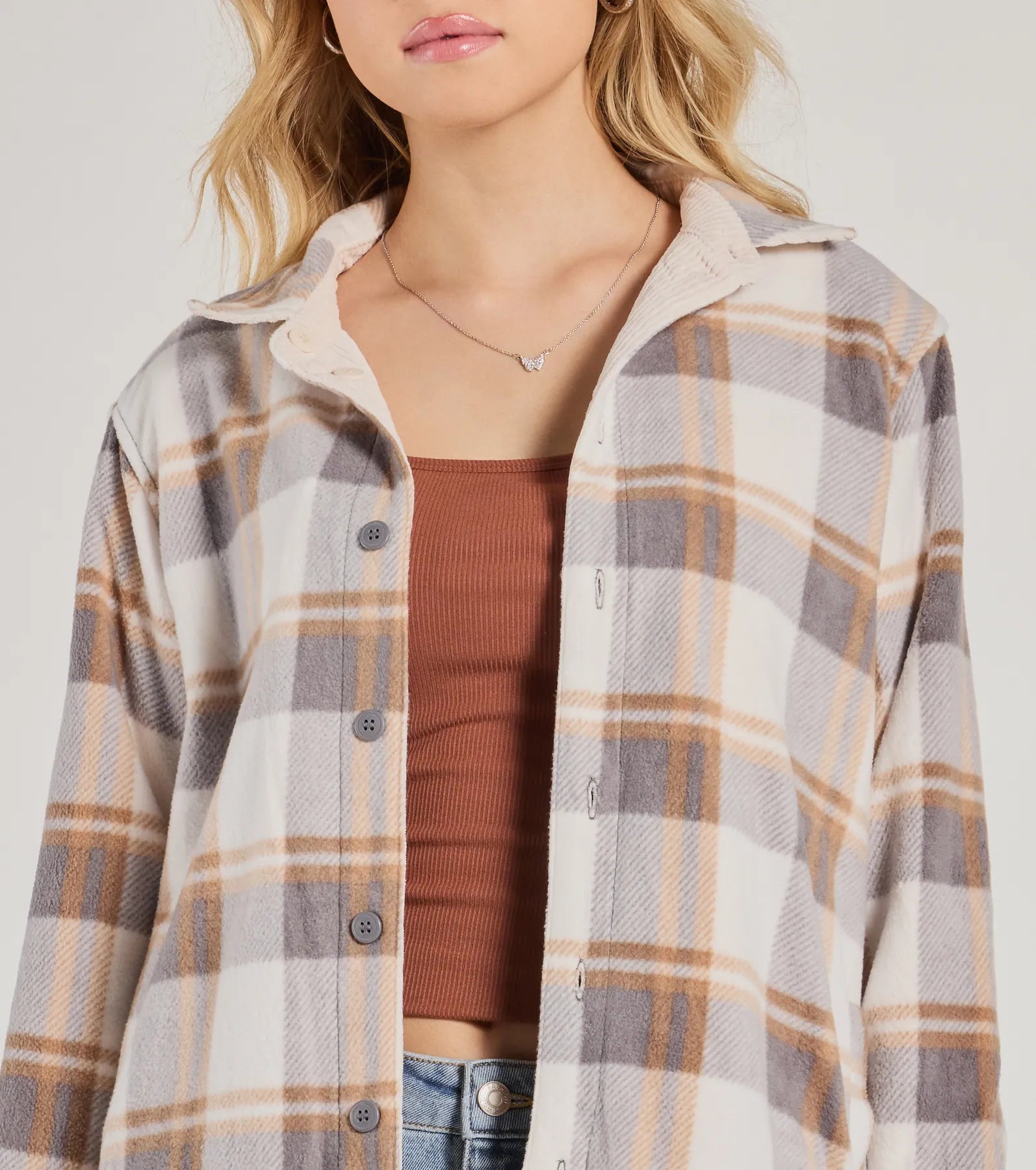 Comfy Season Corduroy And Flannel Reversible Shacket - Image 5