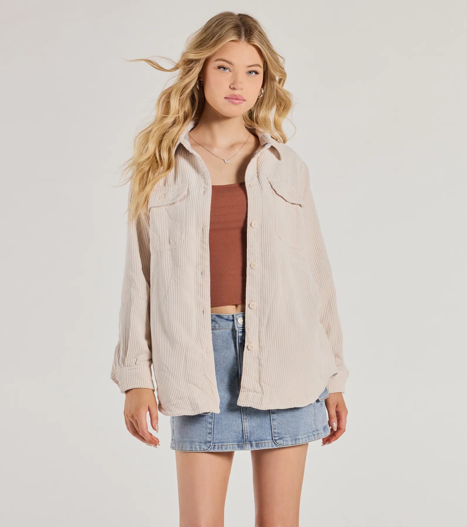 Comfy Season Corduroy And Flannel Reversible Shacket - Image 2