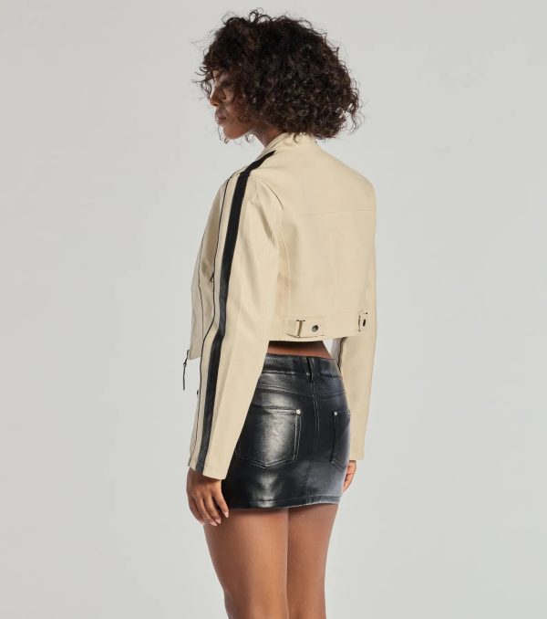 Cool Girl Chic Striped Faux Leather Jacket - Image 2