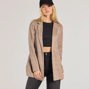 Chic Choice Plaid Faux Suede Blazer
