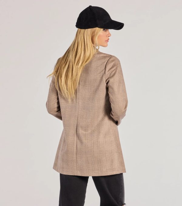 Chic Choice Plaid Faux Suede Blazer - Image 2