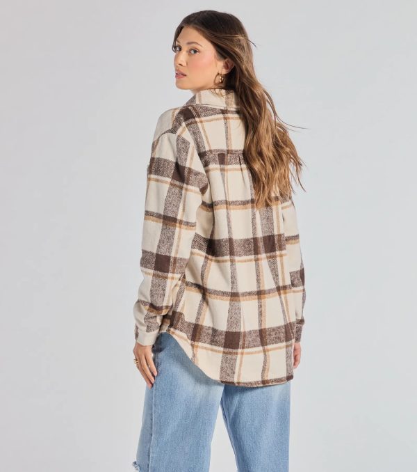 Comfy Trend Plaid Woven Oversized Shacket - Image 2