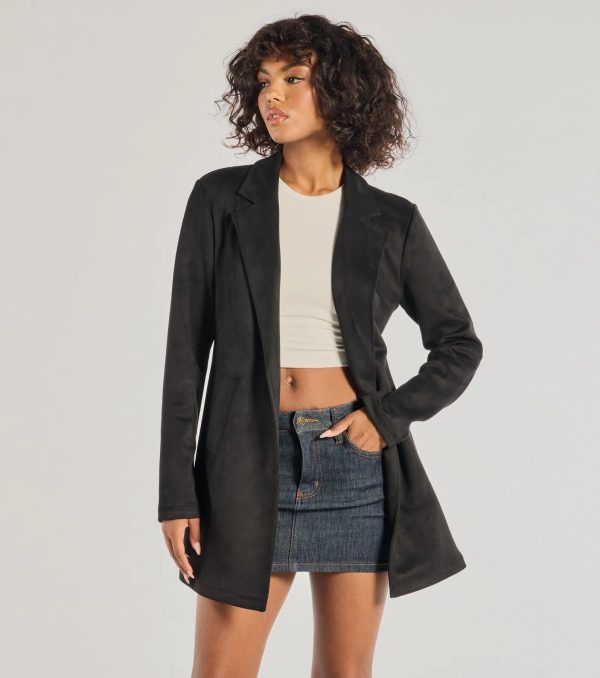 On The Move Faux Suede Long Blazer - Image 5