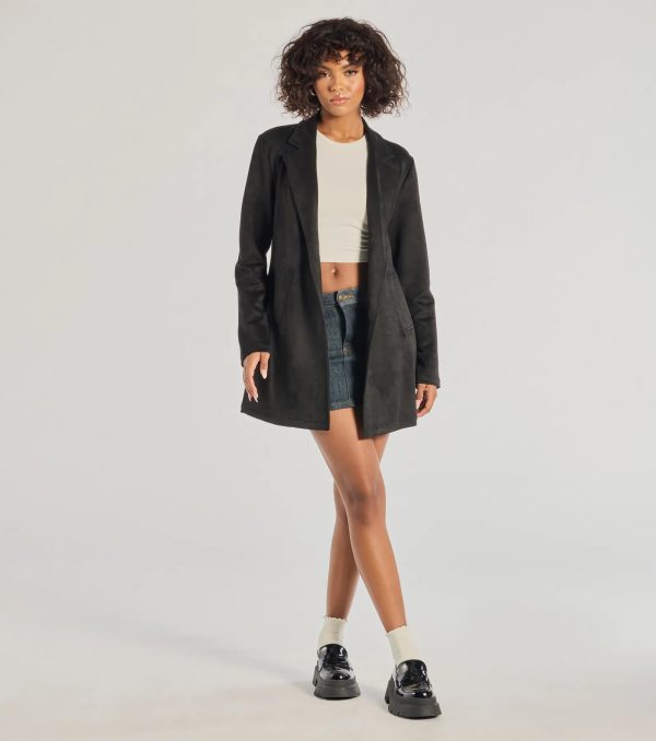 On The Move Faux Suede Long Blazer - Image 7