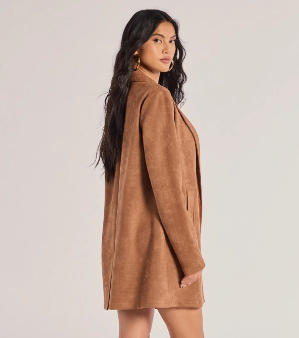 On The Move Faux Suede Long Blazer - Image 2