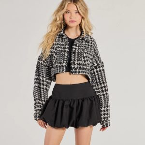 Next Level Chic Houndstooth Woven Cropped Shacket