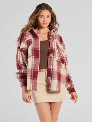 Comfy Cozy Vibes Plaid Woven Oversized Shacket