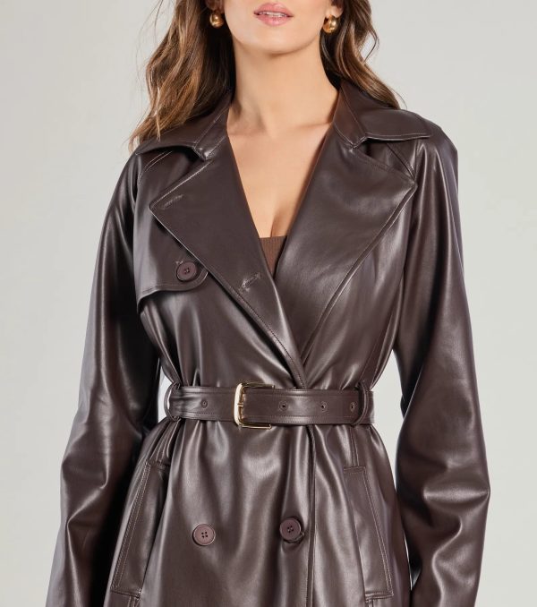 Iconic Muse Faux Leather Belted Trench Coat - Image 5