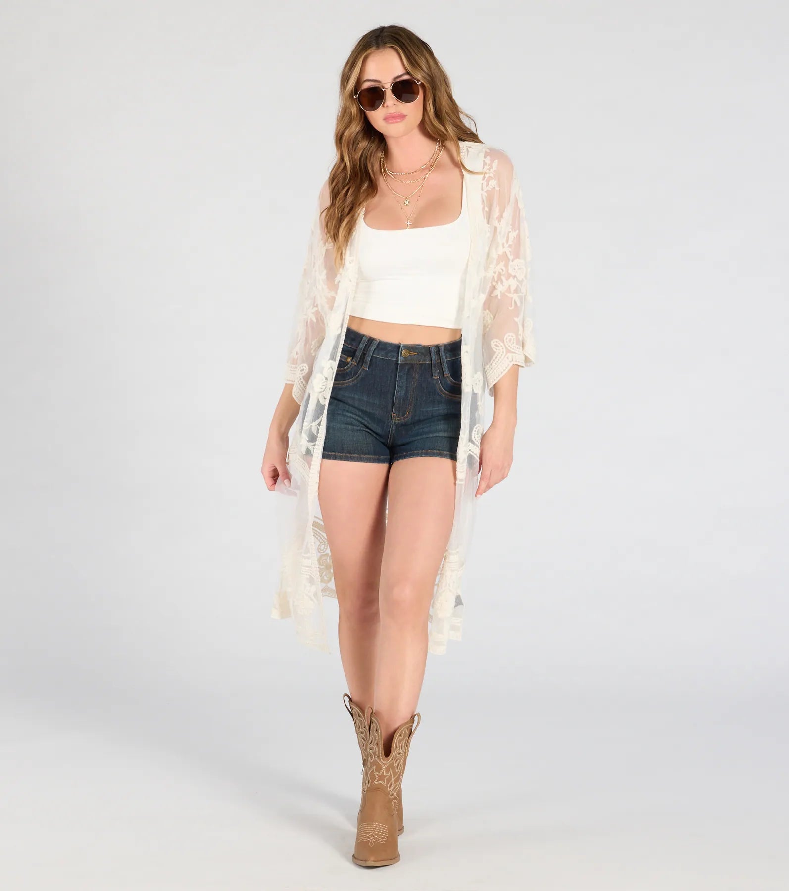 Desert Dreamer Crochet Lace Kimono - Image 2