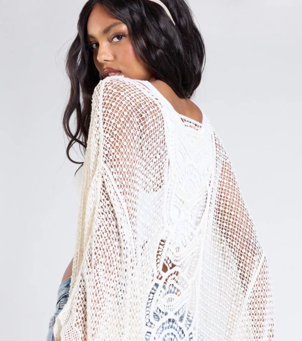 Sun Seeker Sheer Crochet Kimono - Image 3