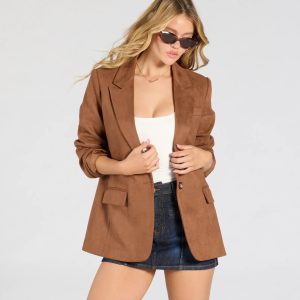 Casual And Chic Faux Suede Oversized Blazer