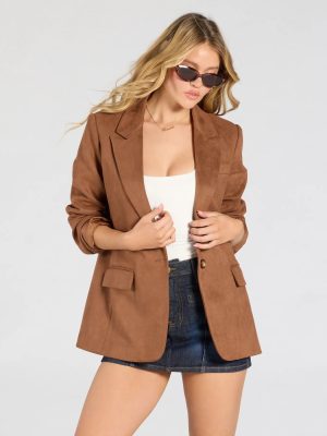 Casual And Chic Faux Suede Oversized Blazer