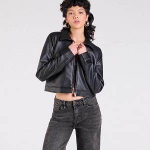 Keep Your Cool Collared Faux Leather Jacket