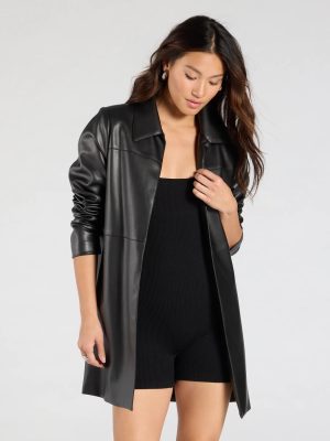 Effortlessly Sleek Faux Leather Oversized Blazer