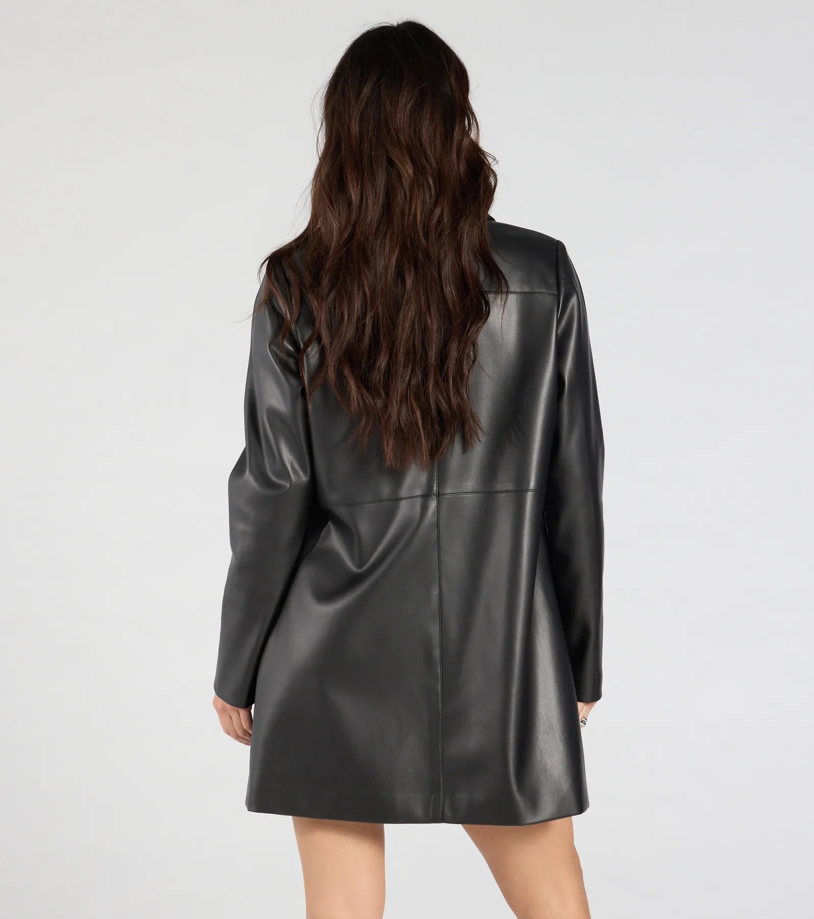 Effortlessly Sleek Faux Leather Oversized Blazer - Image 2
