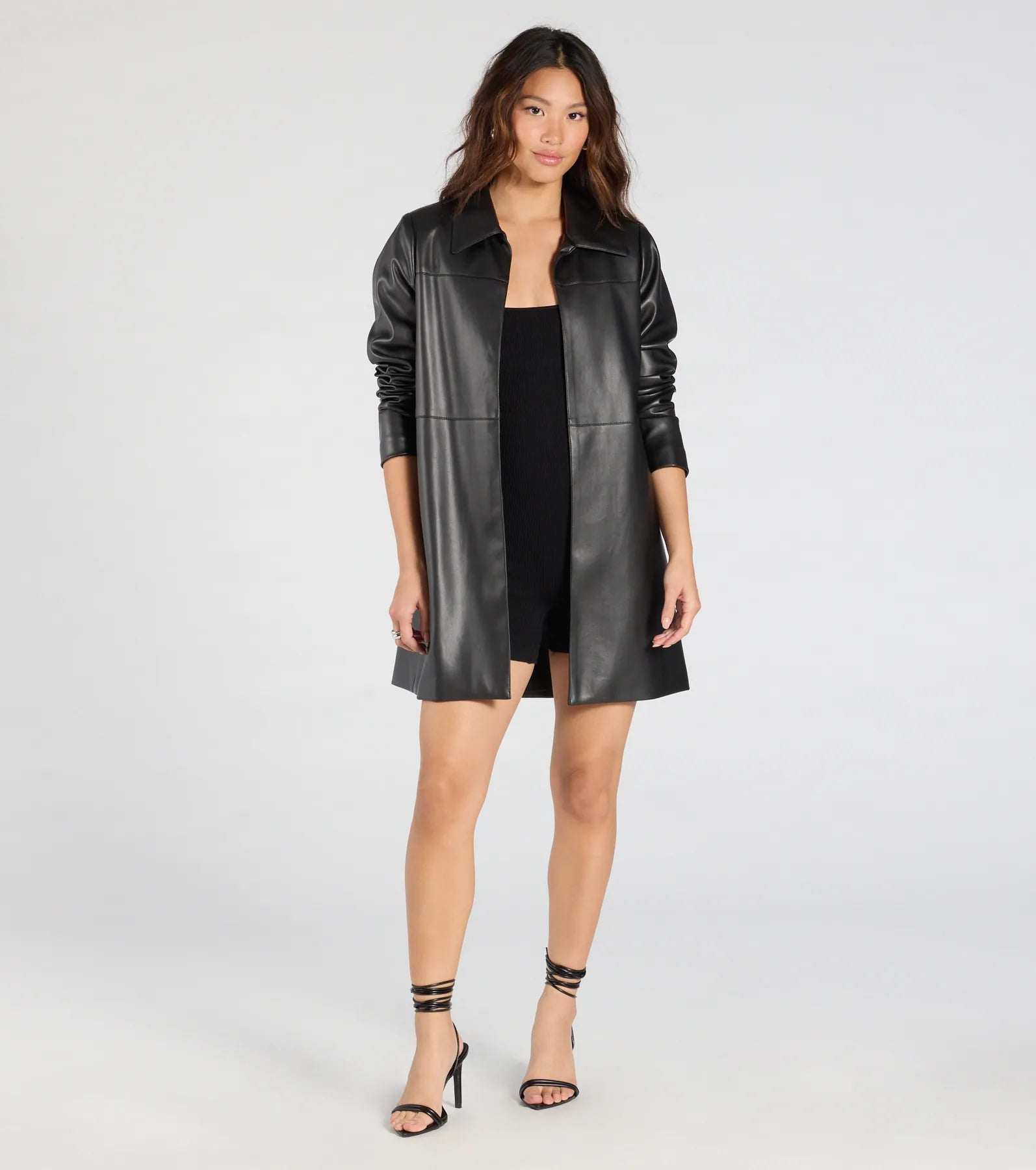 Effortlessly Sleek Faux Leather Oversized Blazer - Image 3