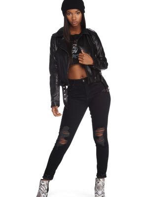 Belt It Out Faux Leather Jacket