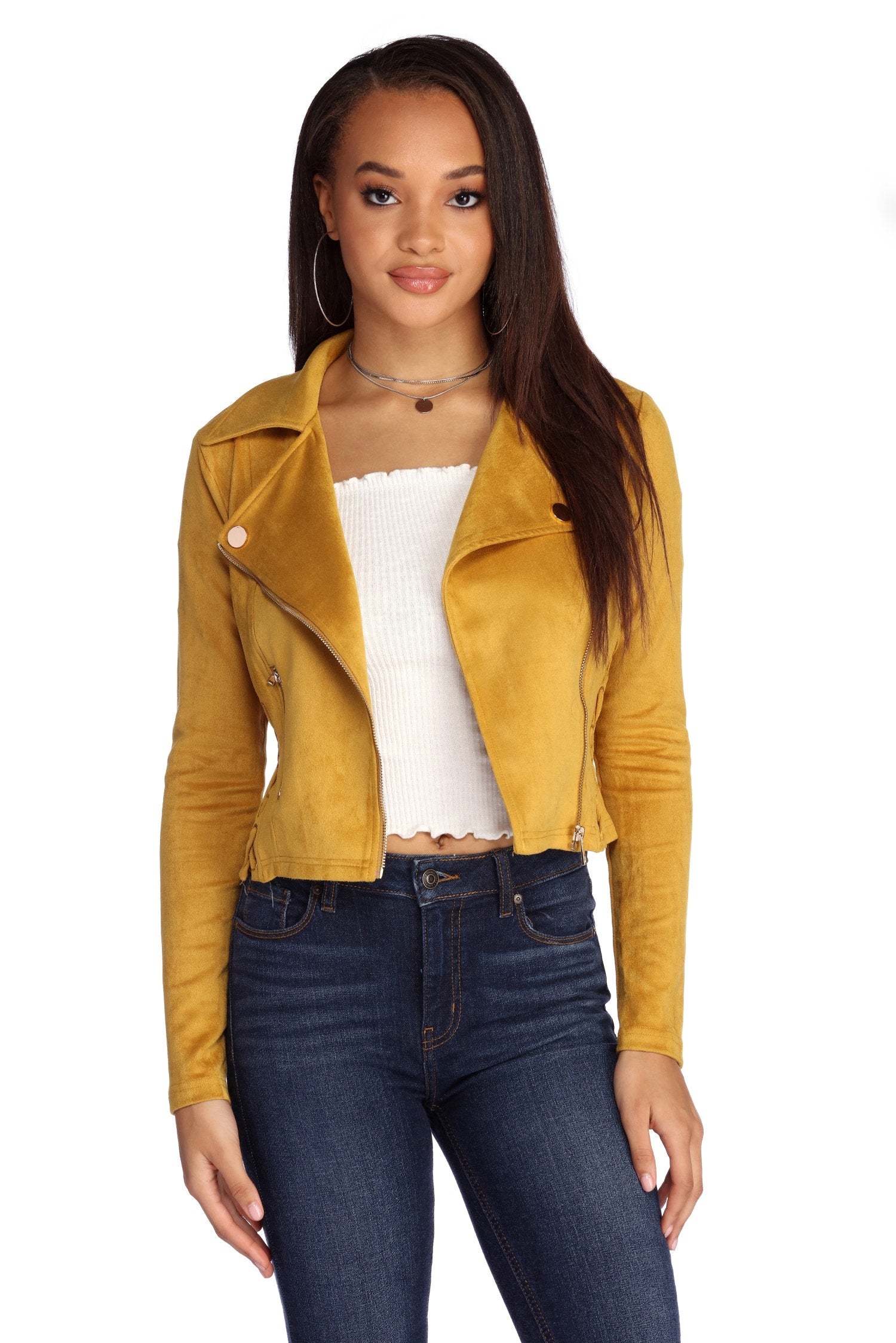 Lattice Faux Suede Moto Jacket - Image 6