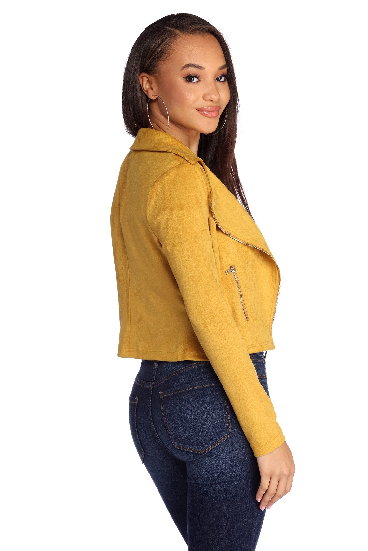 Lattice Faux Suede Moto Jacket - Image 8