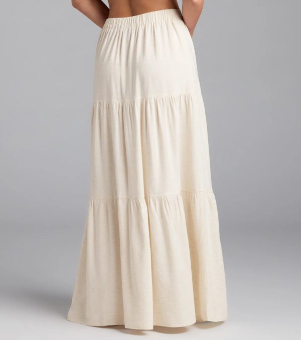Coastal Breeze Linen High Slit Maxi Skirt - Image 2