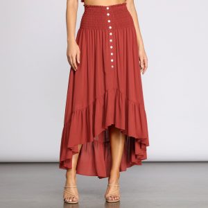 Dreamy Boho Ruffle Hem Maxi Skirt