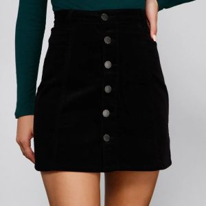 Endless Chic Button Down Corduroy Mini Skirt