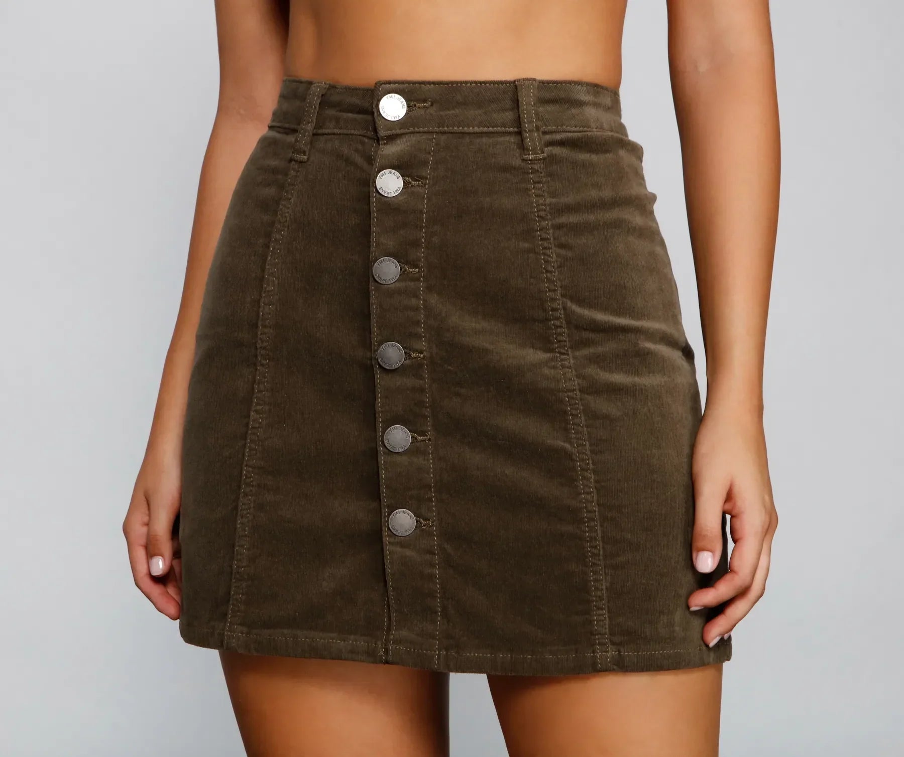 Endless Chic Button Down Corduroy Mini Skirt - Image 5