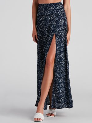 Kaleidoscope Boho Slit Maxi Skirt