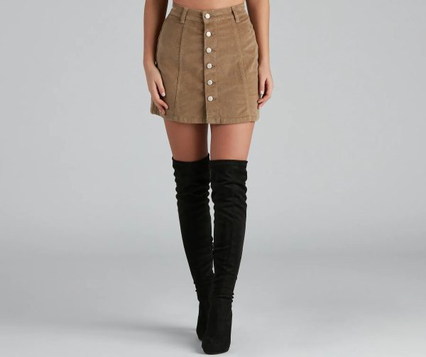 Endless Chic Button Down Corduroy Mini Skirt - Image 15