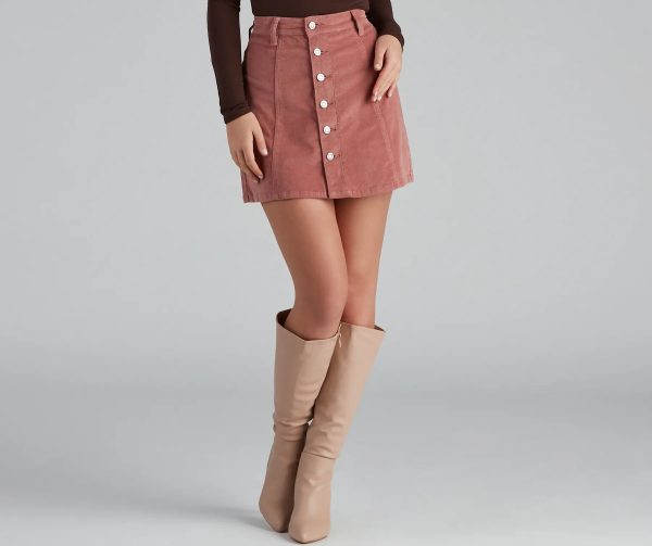 Endless Chic Button Down Corduroy Mini Skirt - Image 9