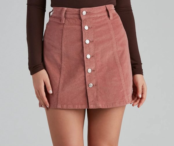 Endless Chic Button Down Corduroy Mini Skirt - Image 11