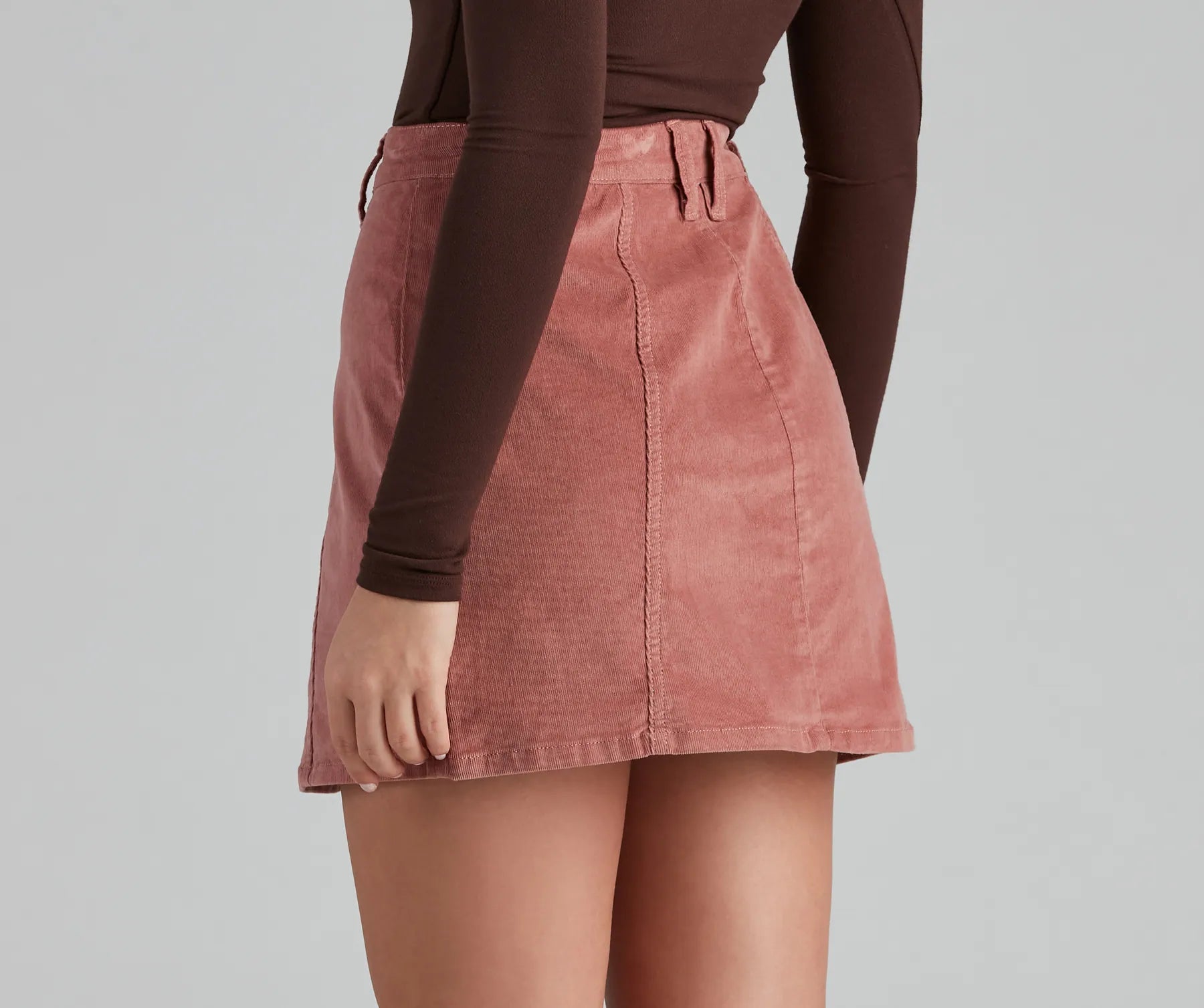 Endless Chic Button Down Corduroy Mini Skirt - Image 12